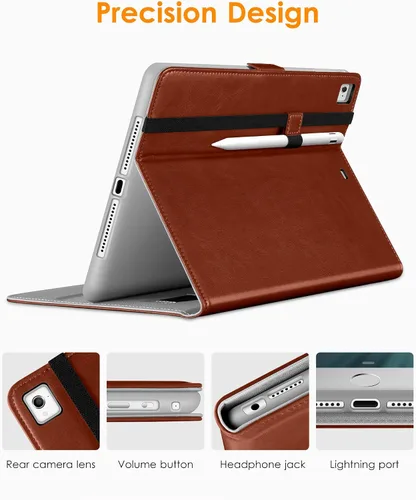 Vista 3 de DTTO para iPad de 9.7 pulgadas 5ª/6ª generación 2018/2017, funda con soporte para Apple Pencil, funda de cuero premium tipo folio con soporte