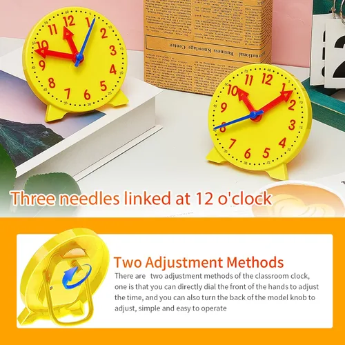 Vista 7 de Henoyso - Juego de 6 relojes de enseñanza para niños, 4 pulgadas, color amarillo