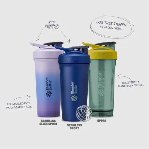 Vista 6 de BlenderBottle Sport Flip Tritan - Botella agitadora de 24 onzas, color negro