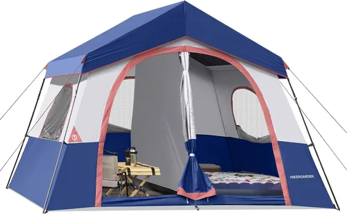 Vista 10 de HIKERGARDEN - Tienda de campaña para 6 a 8 personas, tienda de campaña familiar portátil para campamento, tienda de campaña de tela resistente al