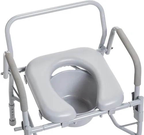Vista 9 de Drive Medical Silla cómoda para inodoro con asiento acolchado y brazos, gris