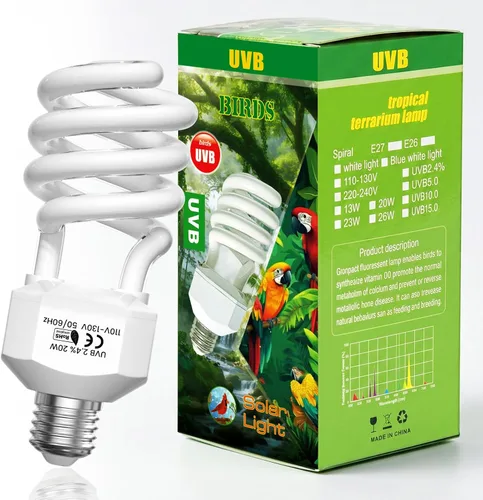 Vista 7 de GlowUp Luz de pájaro UVB 2.4 23W, luz UVA UVB E26 jaula de pájaros