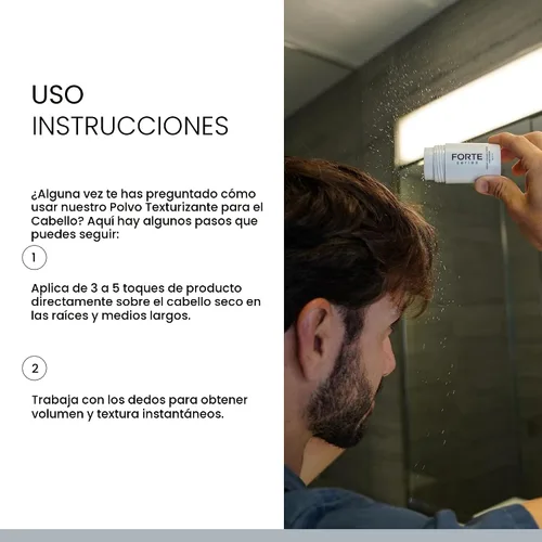 Vista 7 de Polvo para textura de cabello de la serie Forte, Volumizador para cabello fino Productos voluminizadores para hombres (0.1 oz)