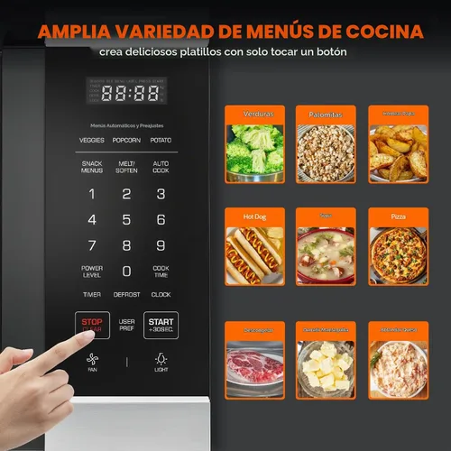Vista 4 de Empava Microondas de 1.7 pies cúbicos sobre la gama, 1000 W, plata, EMPV-30OTR01 Sensor cooking, auto menus, 2-speed 300 CFM venting fan, 10 power