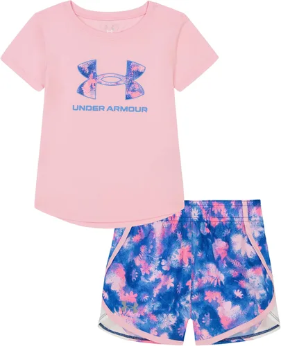 Vista 8 de Under Armour baby-girls Short Sleeve Shirt and Shorts Set, Durable Stretch and Lightweight