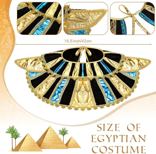 Vista 2 de 5 piezas de accesorios egipcios para disfraz de Cleopatra, disfraz de serpiente con cuentas de princesa egipcia, diadema, cinturón, collar