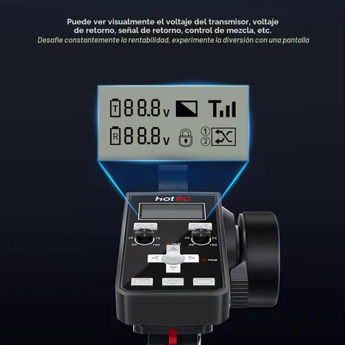 Vista 2 de HOTRC CT-6A Transmisor y receptor RC de 6 canales 2.4ghz control manual RC tanque barco tanque control remoto (CT-6A)