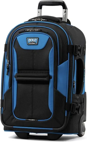 Vista 2 de Travelpro Luggage Bold - Rollaboard expandible de 22", AzulNegro, Maleta vertical enrollable expandible Bold Softside