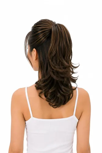 Vista 22 de PRETTYSHOP - Extensión de cabello rizado voluminoso, cola de caballo de 14 pulgadas con clip, resistente al calor