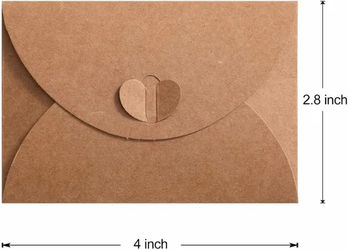 Vista 7 de Primbeeks 100 piezas de sobres premium para tarjetas de regalo, sobres para tarjetas de regalo de 4 x 2.8 pulgadas, sobres lindos de papel kraft