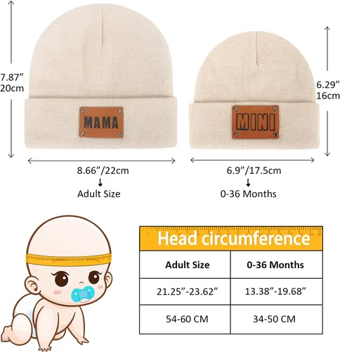 Vista 27 de Gorro para padres e hijos,Madre y bebé hija/hijo gorro de punto cálido de invierno,Gorro suave para niños