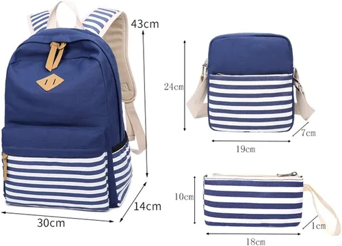 Vista 8 de Abshoo - Mochila de lona a rayas, mochilas de adolescentes para niñas, mochila escolar