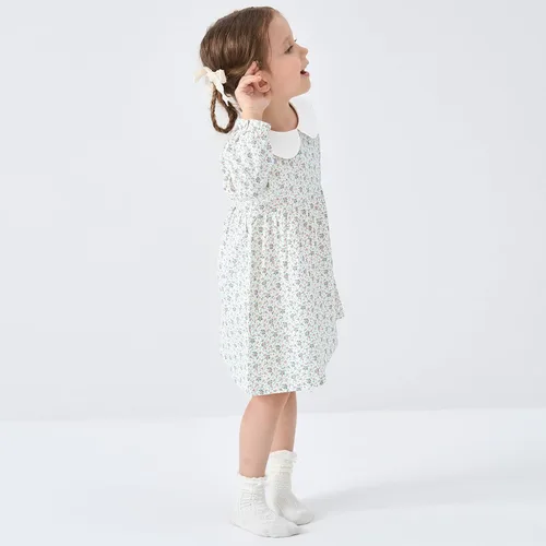 Vista 3 de pureborn Vestido de algodón de manga corta y larga para bebé niña pequeña 0-6T