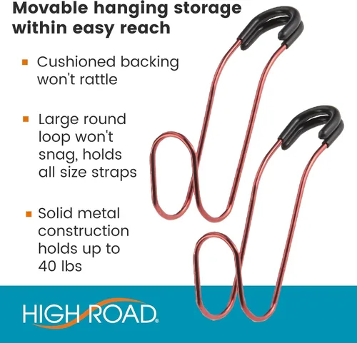 Vista 2 de High Road Ganchos irrompibles para bolsas de automóvil – Ganchos grandes para asiento de coche para bolso, mochila, abrigos, sombreros y bolsas