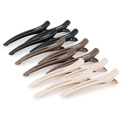 Vista 12 de AIMIKE - 6 piezas de pinzas profesionales para peinar y separar el cabello, antideslizantes, con pico de pato y banda de silicona para peluqueros