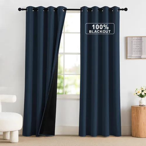 Vista 18 de NICETOWN Cortinas 100% Opacas Cortas de 36 Pulgadas de Largo para Dormitorio, Privacidad Aislamiento Térmico con Ojales Cortinas de Ventana
