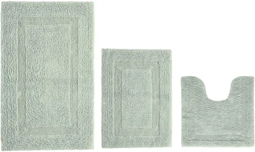 Vista 270 de Better Trends - Juego de 2 alfombras de baño 100% algodón, extra suaves, con borlas, de 17" x 24", alfombra de baño superabsorbente y reversible