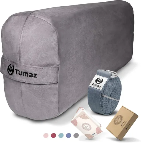 Vista 12 de Tumaz Yoga Bolster Set, Rectangular Yoga Bolster with Washable Cover Soft bolster for restorative yoga, meditation and stretching. Includes 8-ft