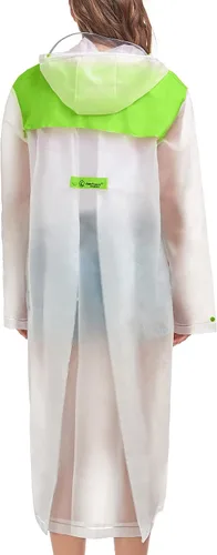 Vista 2 de Muzeca Impermeable de EVA impermeable poncho de lluvia unisex para mujeres y hombres, capa larga de lluvia