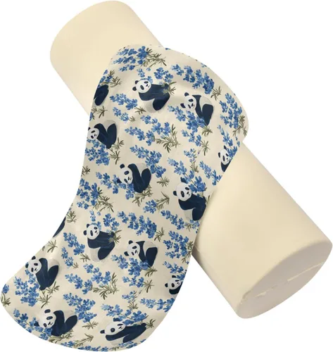 Vista 2 de Panda Bluebonnet Off White Neck Roll Pillows for Pain Relief Foam Round Pillow almohada para columna