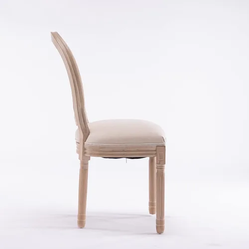 Vista 4 de Juego de 2 sillas de comedor estilo granja, sillas de comedor francesas de madera con respaldo redondo, marco de madera maciza, sillas de bistró