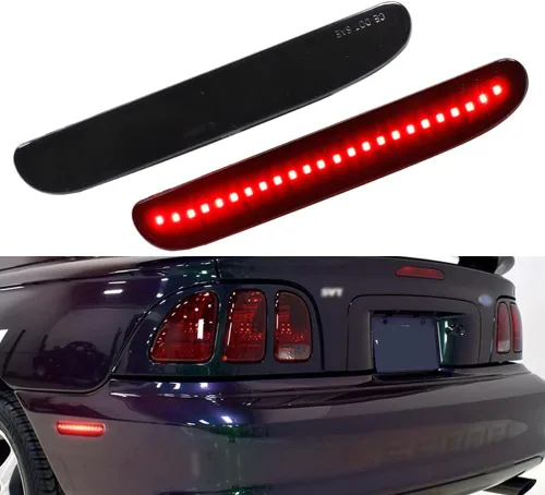 Vista 12 de Para 1994 1995 1996 1997 1998 Ford Mustang Parachoques Trasero Lateral Luces de Marcador Claro Lente Rojo Led Lámpara Luces LED rojas de lente