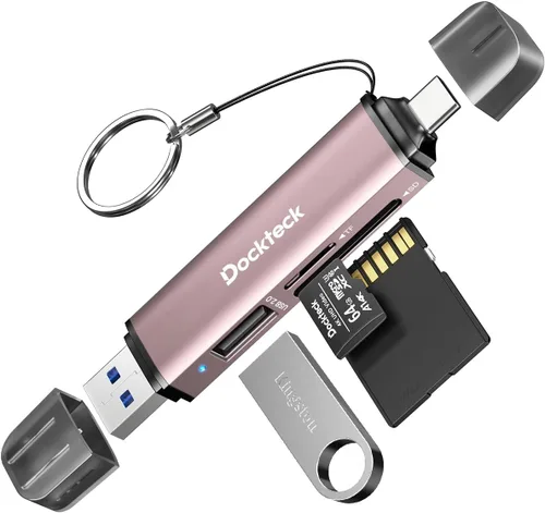 Vista 7 de Dockteck Lector de Tarjetas SD, Lector de Tarjetas SD/TF de Super Velocidad 5G USB3.0, Lector de Tarjetas de Memoria de 3 Ranuras USB A/C a SD/Micro