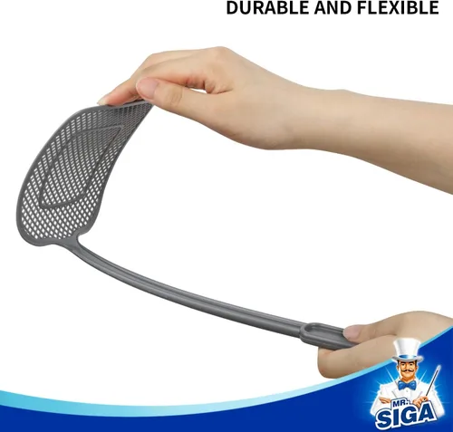Vista 6 de MR.SIGA Matamoscas de mango largo resistente, gris, paquete de 6
