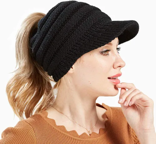 Vista 3 de VIVIPA - Gorro de invierno para mujer, diseño de cola de caballo