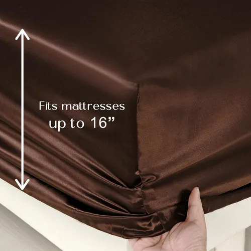 Vista 4 de ZIMASILK Sábana bajera ajustable 100% seda de morera 19 Momme, sin costuras, con bolsillo profundo, suave, sedosa e hipoalergénica para un sueño