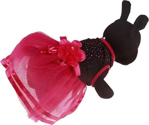 Vista 3 de Moda Dulce Cachorro Princesa Falda Tutu Vestido De Novia Para Perros Pequeños, Extra Pequeños - Rojo rojo (J-red)