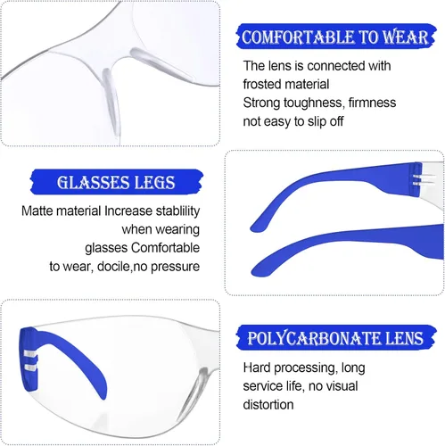 Vista 3 de Yunsailing Paquete de 100 gafas de seguridad a granel a prueba de salpicaduras, gafas de protección ocular resistentes a los arañazos y impactos