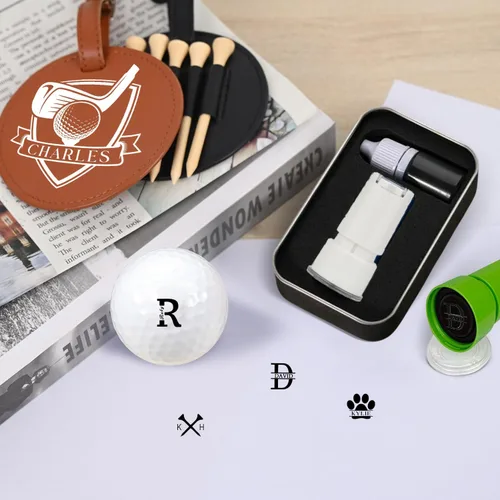 Vista 6 de Drawelry Marcadores de sello de pelota de golf con nombre personalizado, sello de pelota de golf autoentintado, reutilizable, impermeable