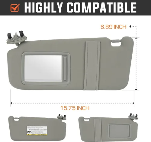Vista 6 de Youxmoto - Viseras solares para lado izquierdo del conductor y lado derecho del pasajero para Toyota Camry 2007 2008 2009 2010 2011 sin techo