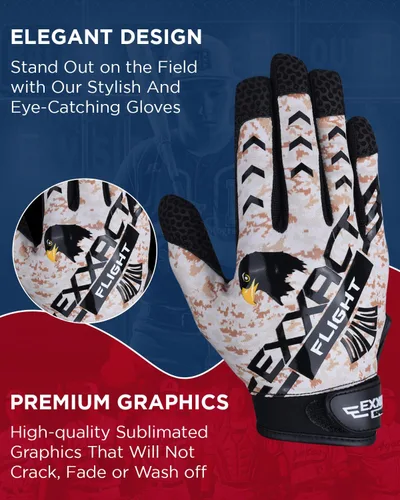 Vista 2 de Exxact Sports Guantes de bateo de béisbol para jóvenes y adultos con palma de cuero texturizada, guantes de bateo de sóftbol para mujeres/hombres
