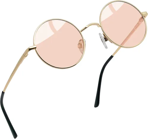 Vista 10 de Joopin - Anteojos de sol retro pequeños redondos hippie con círculo polarizado, protección UV400, metal, para hombres y mujeres