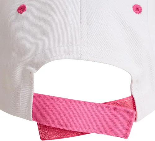 Vista 6 de Disney Gorra de béisbol Minnie Mouse para niña 3D con lazo curvo, correa trasera (4-7), Blanco