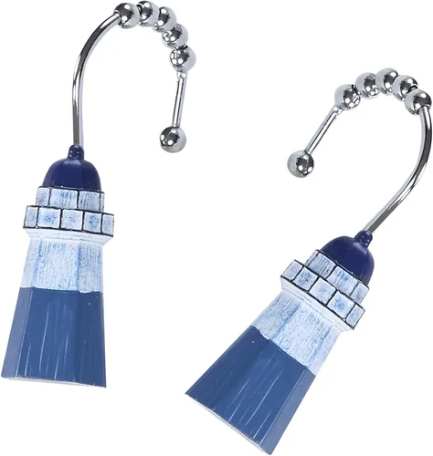 Vista 11 de Ganchos náuticos para cortina de ducha de aviación, ganchos decorativos para cortinas de ducha, juego de 12
