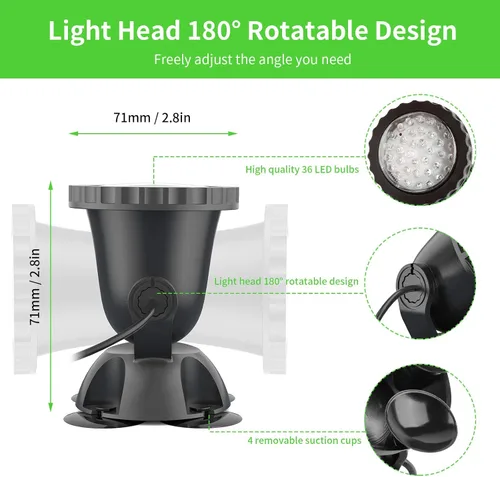 Vista 3 de Luz de estanque RGB, luces de fuente que cambian de color, luces sumergibles, IP68, impermeable, multicolor, regulable, utilizada para focos
