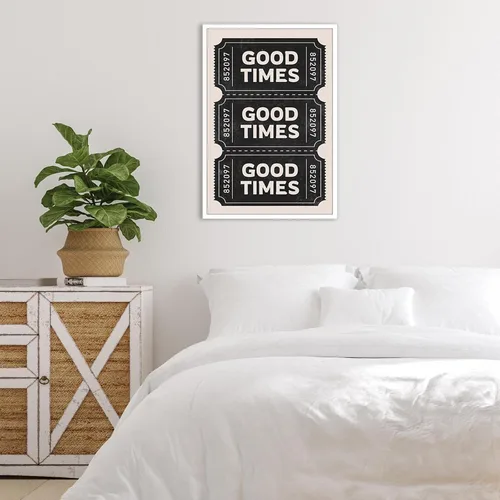 Vista 2 de Póster vintage negro con texto en inglés "Good Times" (Good Times) para habitación negra, estética, arte de pared, bar, carrito, impresiones