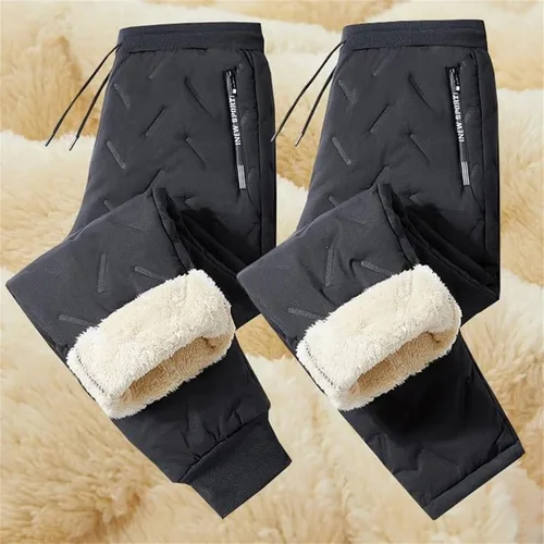 Vista 2 de Pantalones deportivos unisex con forro polar de lana de cordero, pantalones de forro polar de invierno, pantalones deportivos gruesos y cálidos