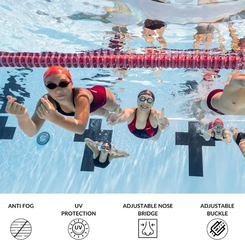 Vista 3 de Sporti Gafas de natación unisex para niños, gafas de natación para niños, seguridad para piscina, playa, protección UV antiniebla, varios diseños