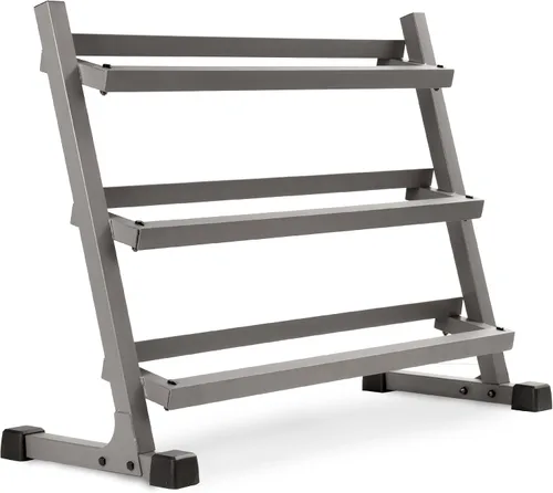 Vista 3 de XMark Juego de mancuernas de 5 a 50 libras, pares de mancuernas con estante de almacenamiento de pesas, opción de soporte para mancuernas solamente