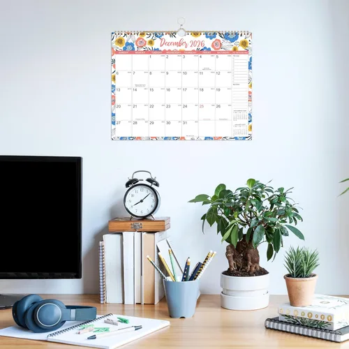 Vista 6 de Calendario de pared 2026 – enero 2026 – diciembre 2026, calendario mensual colgante de 12 meses, 14.8 x 11.57 pulgadas, encuadernación de doble