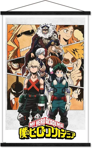 Vista 7 de Trends International Hero Academia-Characters - Póster de pared con marco magnético, 22.375 x 34 pulgadas, paquete de impresión prémium y colgador