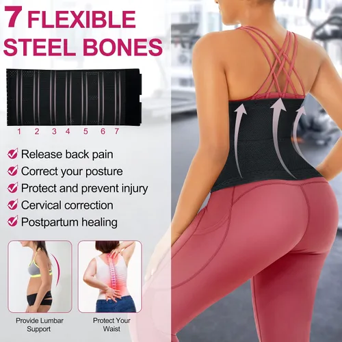 Vista 3 de Entrenador de cintura para mujer, faja deportiva, corsé bajo el busto, control de abdomen, reloj de arena