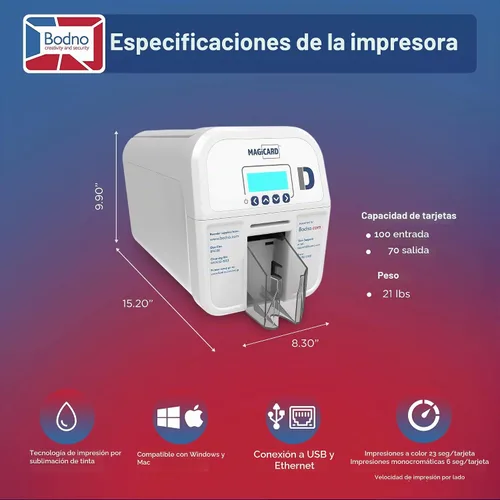 Vista 6 de Bodno Magicard D - Impresora de tarjetas de identificación de doble cara y suministros completos Software de identificación de paquete - Edición