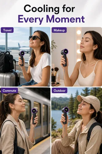 Vista 5 de SOTHING Ventilador de mano portátil - Ventilador turbo de mano de 15000 RPM para viajes con alta velocidad, batería de 11 horas de duración