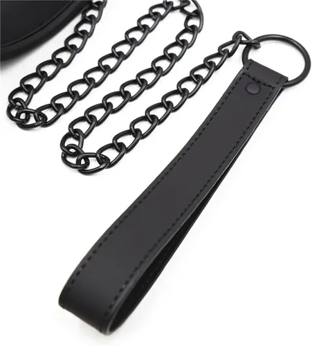 Vista 8 de Juego de collar ajustable para cosplay, collar de cuero, collar de cadena y correa para escenario, gargantillas punk., Cuero, No es una piedra