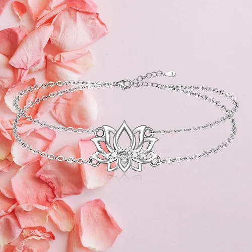 Vista 9 de Chakra Anklets Pineapple Lotus Flower Flamingo Ankle Bracelet Sea Turtle for Women 925 Sterling Silver Jewelry Birthday Gifts